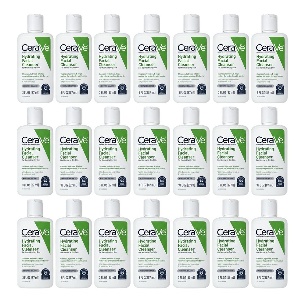 24 Pack - CeraVe Hydrating Facial Cleanser for Normal to Dry Skin 3 fl oz. Each